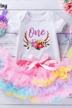 Chic Cherub onesie shirt with tulle skirt and headband - One