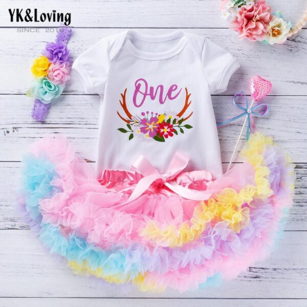Chic Cherub onesie shirt with tulle skirt and headband - One