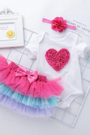Chic Cherub onesie shirt with tulle skirt and headband - love