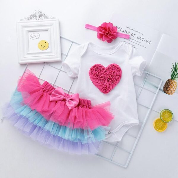 Chic Cherub onesie shirt with tulle skirt and headband - love