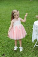 Peachy sleeveless chiffon princess short dress with lower cut back