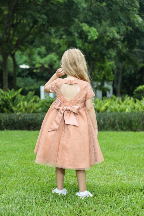 Long Elegant lace Tulle Dress with belt for Girls - Image 2