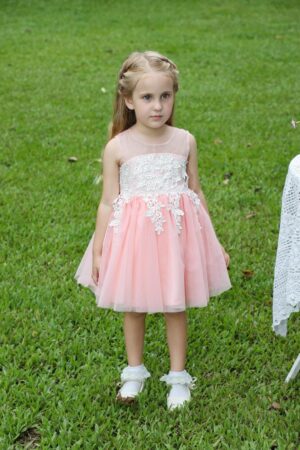 Peachy sleeveless chiffon princess short dress with lower cut back