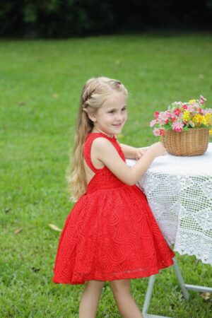 Red Princess Sleeveless lace dress
