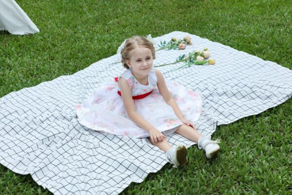 Floral princess sleeveless dress with detachable bow tie - Image 3