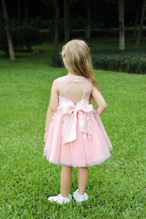 Peachy sleeveless chiffon princess short dress with lower cut back